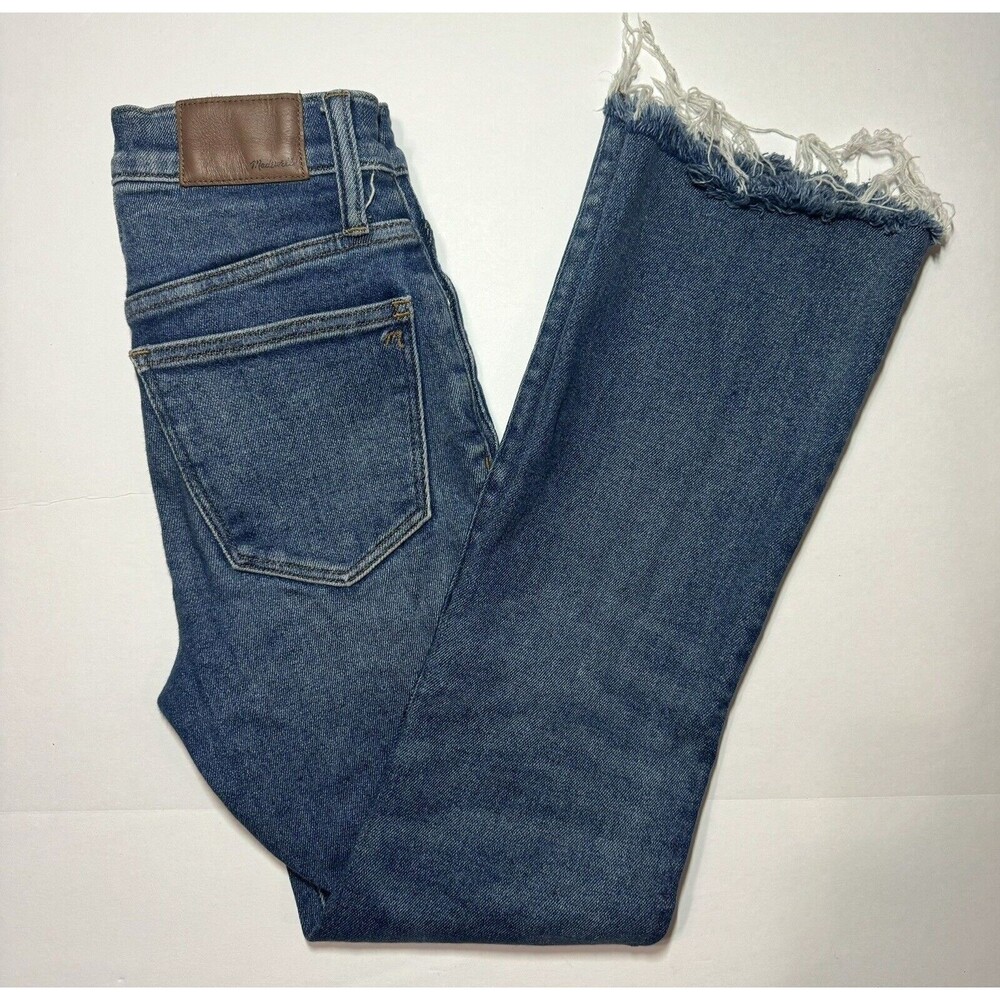 MADEWELL Cali Demi-Boot Jeans in Fleetwood Wash Raw Hem Womens Size 23 MSRP $135
